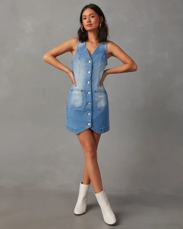 Bobbie Sleeveless Button Down Mini Dress sold by Vici