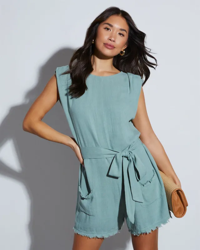 Mikaela Tie Waist Romper sold by Vici