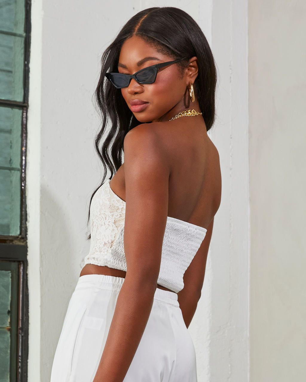 Slidell Strapless Lace Crop Top sold by Vici product image thumbnail 2