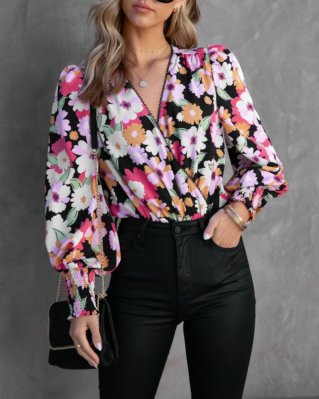 Rayna Floral Puff Sleeve Bodysuit sold by Vici product image thumbnail 2