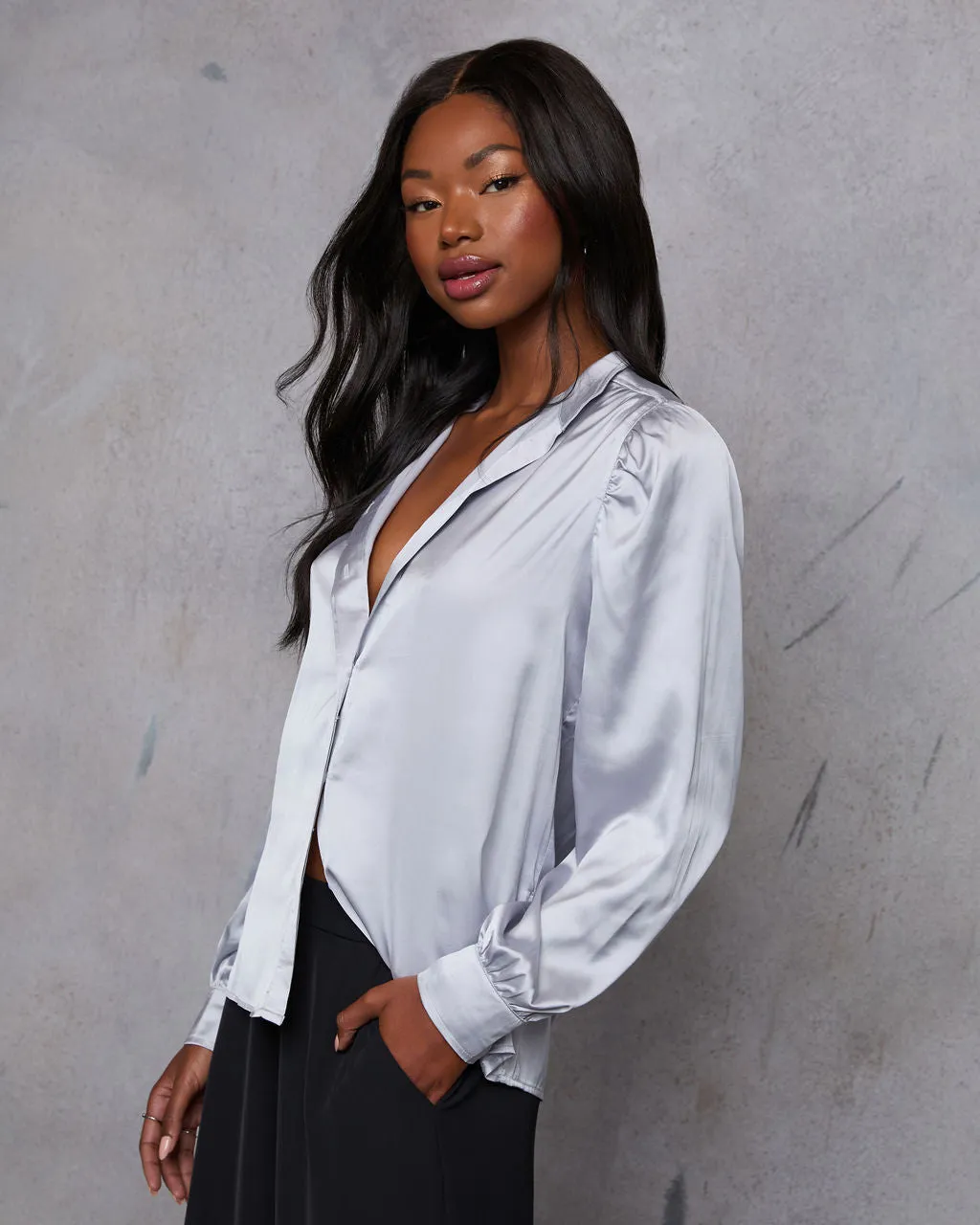 Lindsey Satin Button Down Top sold by Vici product image thumbnail 3