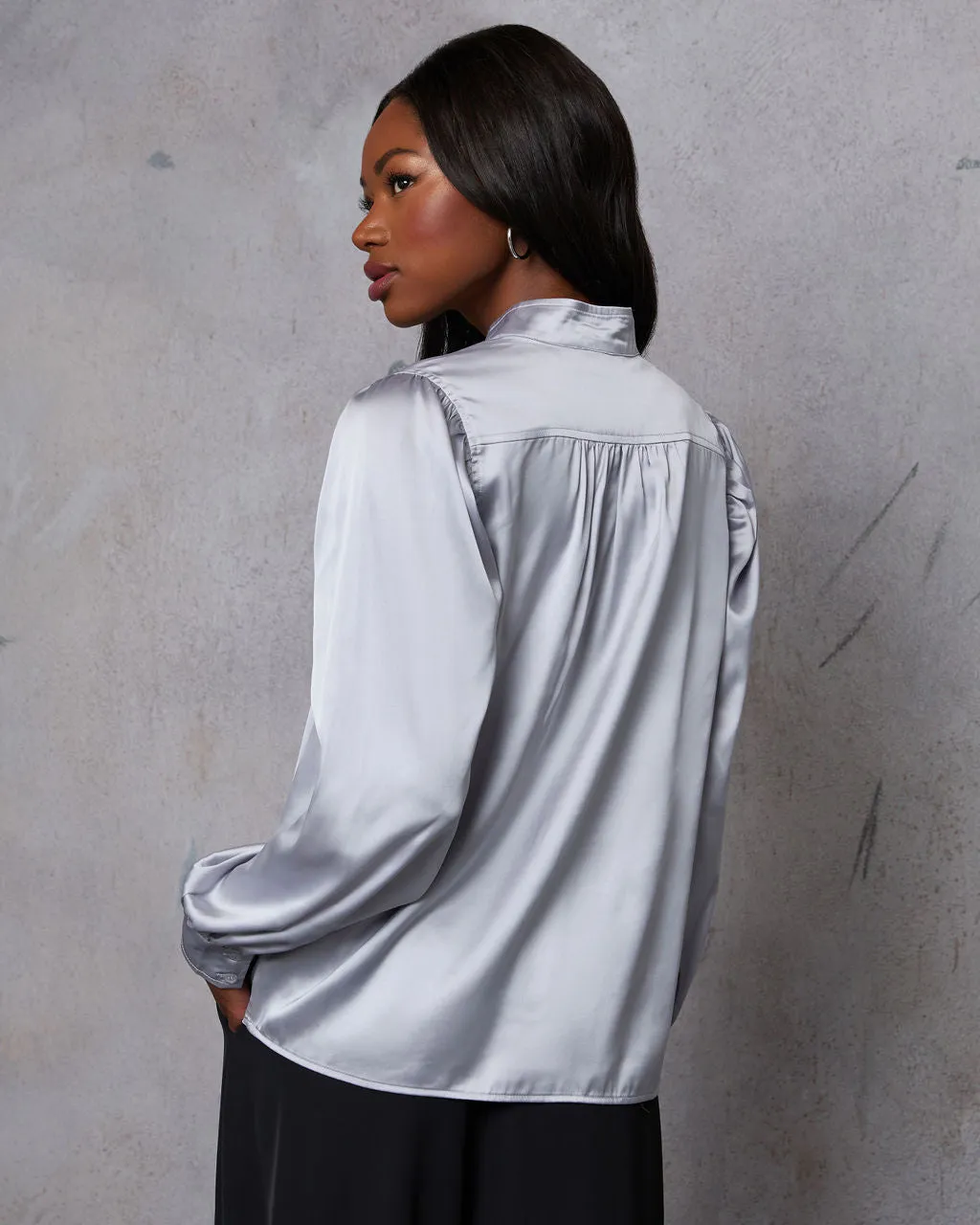 Lindsey Satin Button Down Top sold by Vici product image thumbnail 4
