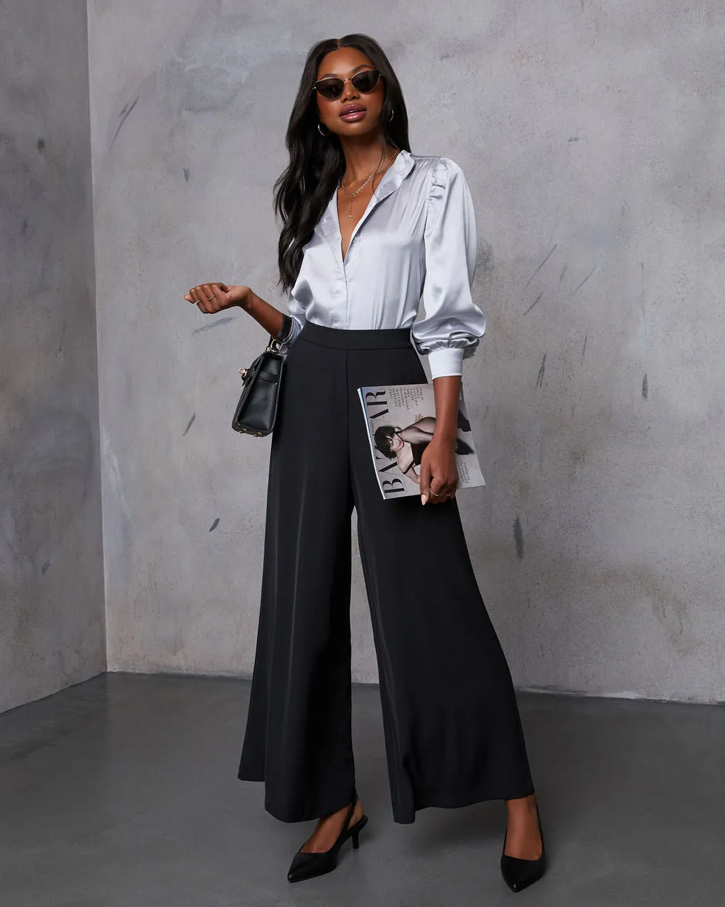 Lindsey Satin Button Down Top sold by Vici product image thumbnail 2