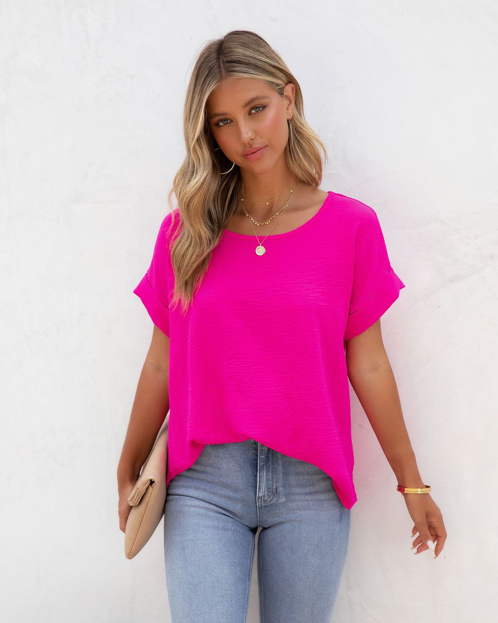 Kaycie Short Sleeve Blouse - Fuchsia - FINAL SALE sold by Vici product image thumbnail 7
