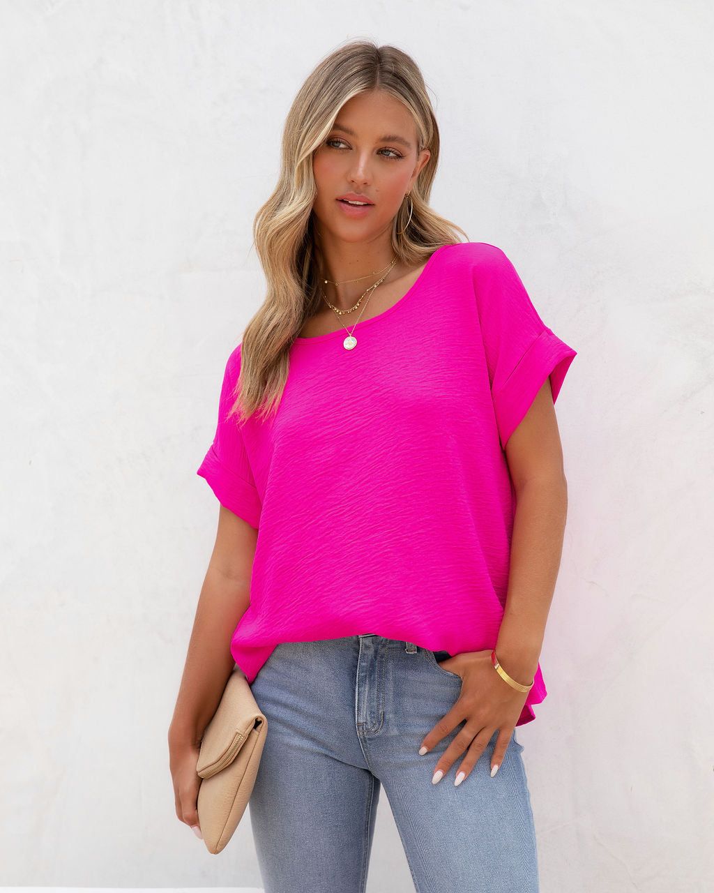 Kaycie Short Sleeve Blouse - Fuchsia - FINAL SALE sold by Vici