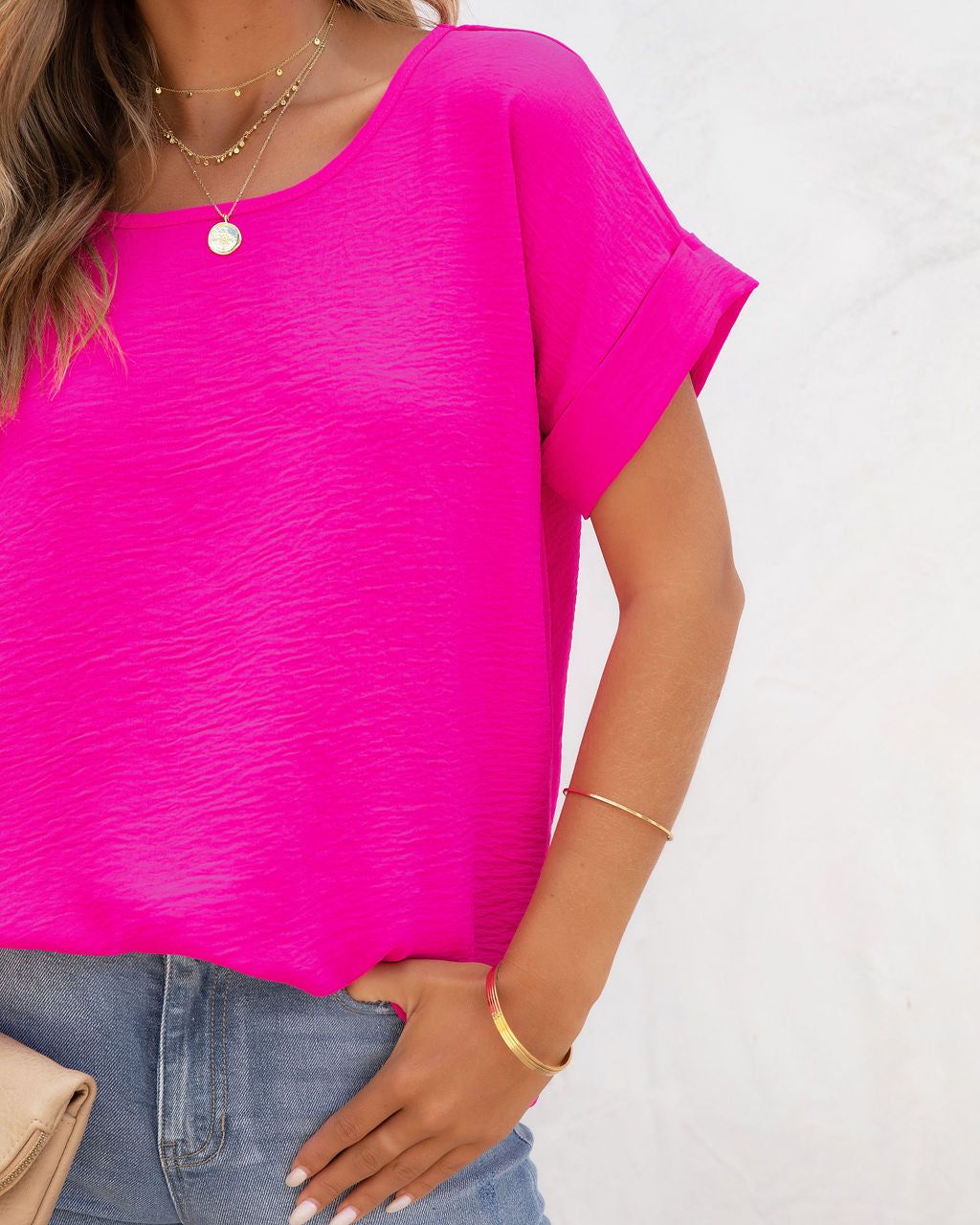 Kaycie Short Sleeve Blouse - Fuchsia - FINAL SALE sold by Vici product image thumbnail 4