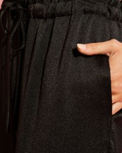 Catarina Satin Drawstring Wide Leg Pants - Black - FINAL SALE sold by Vici