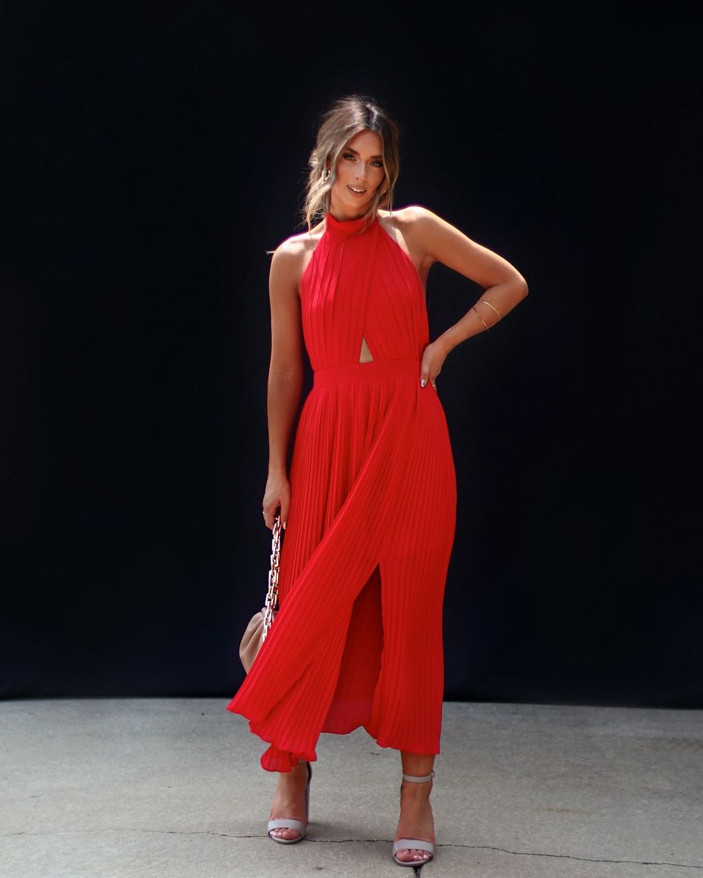 Belvidere Halter Maxi Dress - Red - SALE sold by Vici