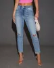 Macy Distressed Double Cuffed Mom Jeans sold by Vici