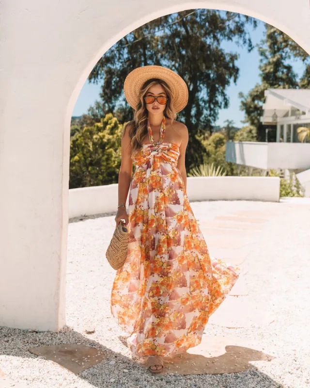 Melanie Tencel Blend Floral Halter Maxi Dress - FINAL SALE sold by Vici