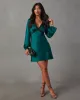 Jazzy Satin Lace Trim Long Sleeve Mini Dress sold by Vici