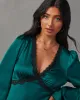 Jazzy Satin Lace Trim Long Sleeve Mini Dress sold by Vici