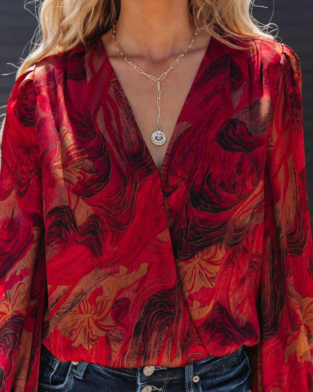 Blaze Printed Ruffle Sleeve Bodysuit - LAST CHANCE sold by Vici product image thumbnail 4