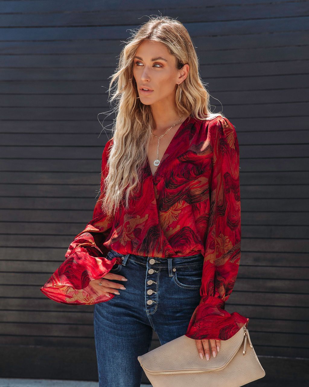 Blaze Printed Ruffle Sleeve Bodysuit - LAST CHANCE sold by Vici product image thumbnail 9