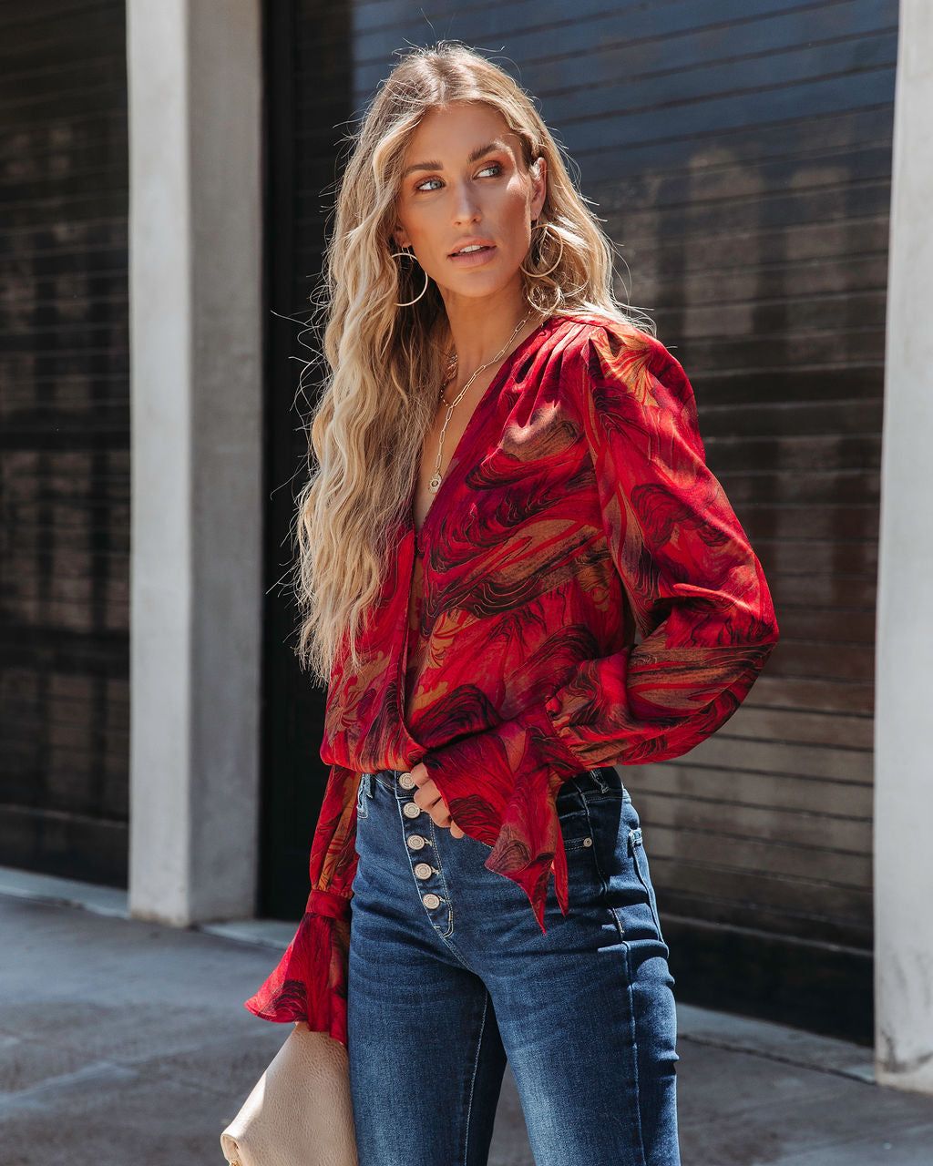 Blaze Printed Ruffle Sleeve Bodysuit - LAST CHANCE sold by Vici product image thumbnail 5