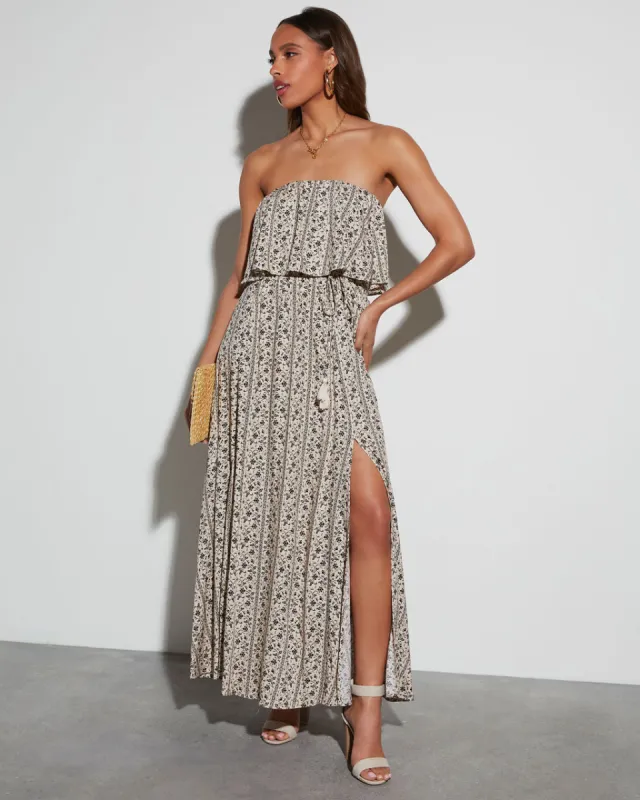 Solstice Strapless Tie Waist Maxi Dress sold by Vici