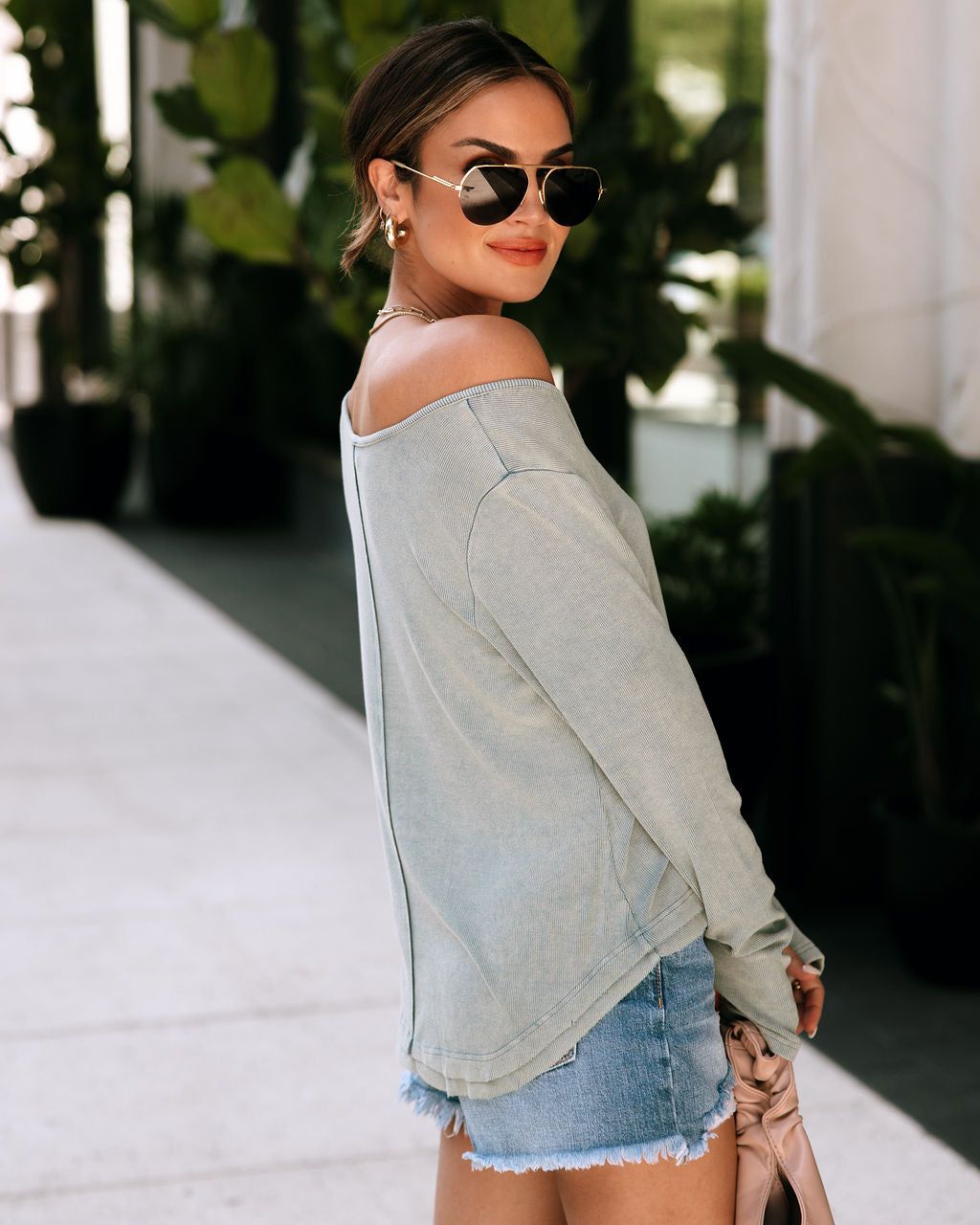 Shiva Long Sleeve Henley Top - Teal - SALE sold by Vici product image thumbnail 4