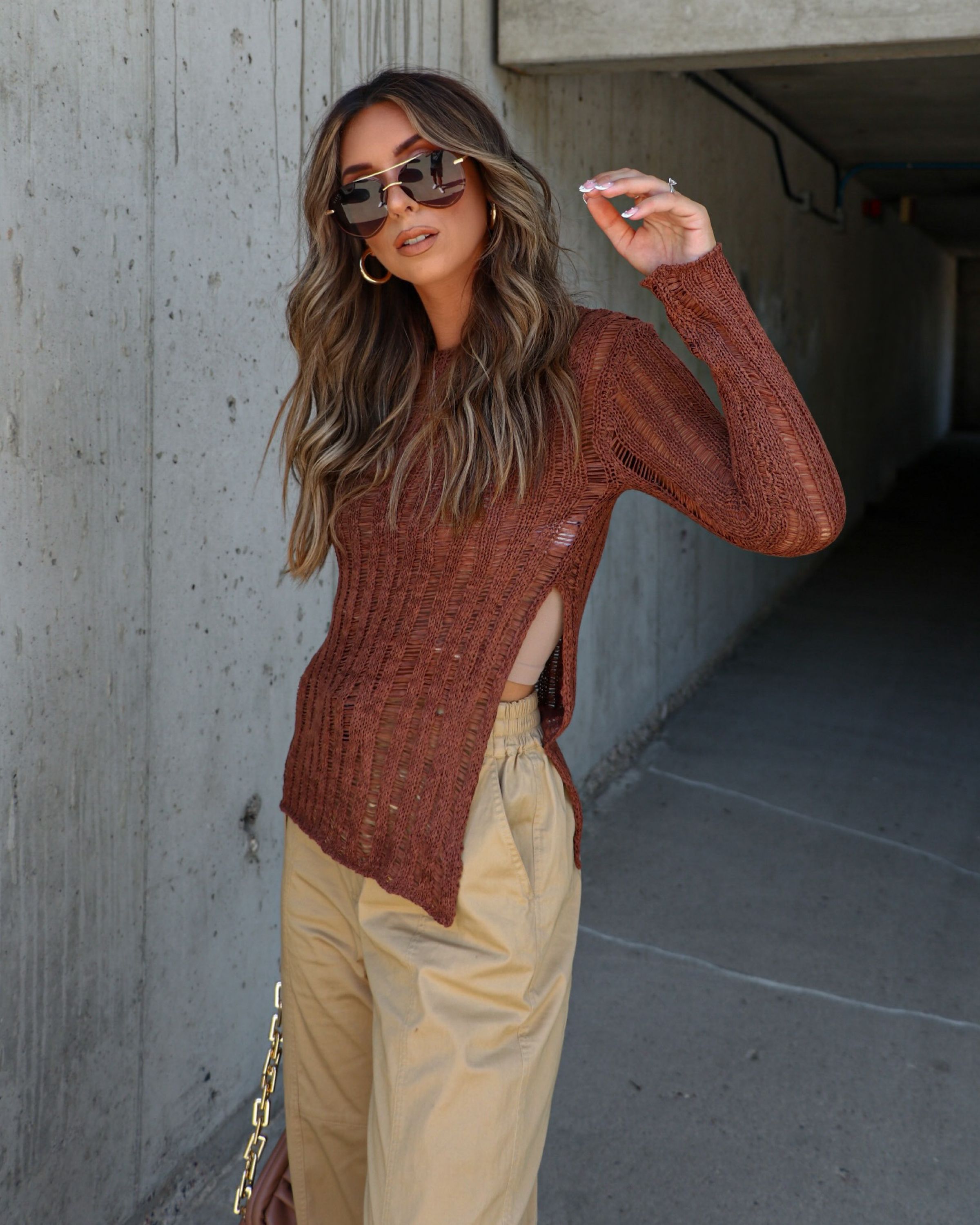 Pauline Stretch Open Knit Sweater sold by Vici product image thumbnail 4