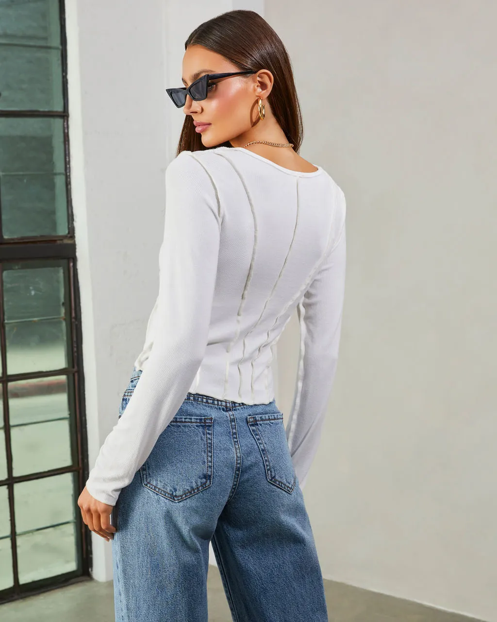 Mestara Ribbed Knit Long Sleeve Top sold by Vici product image thumbnail 5