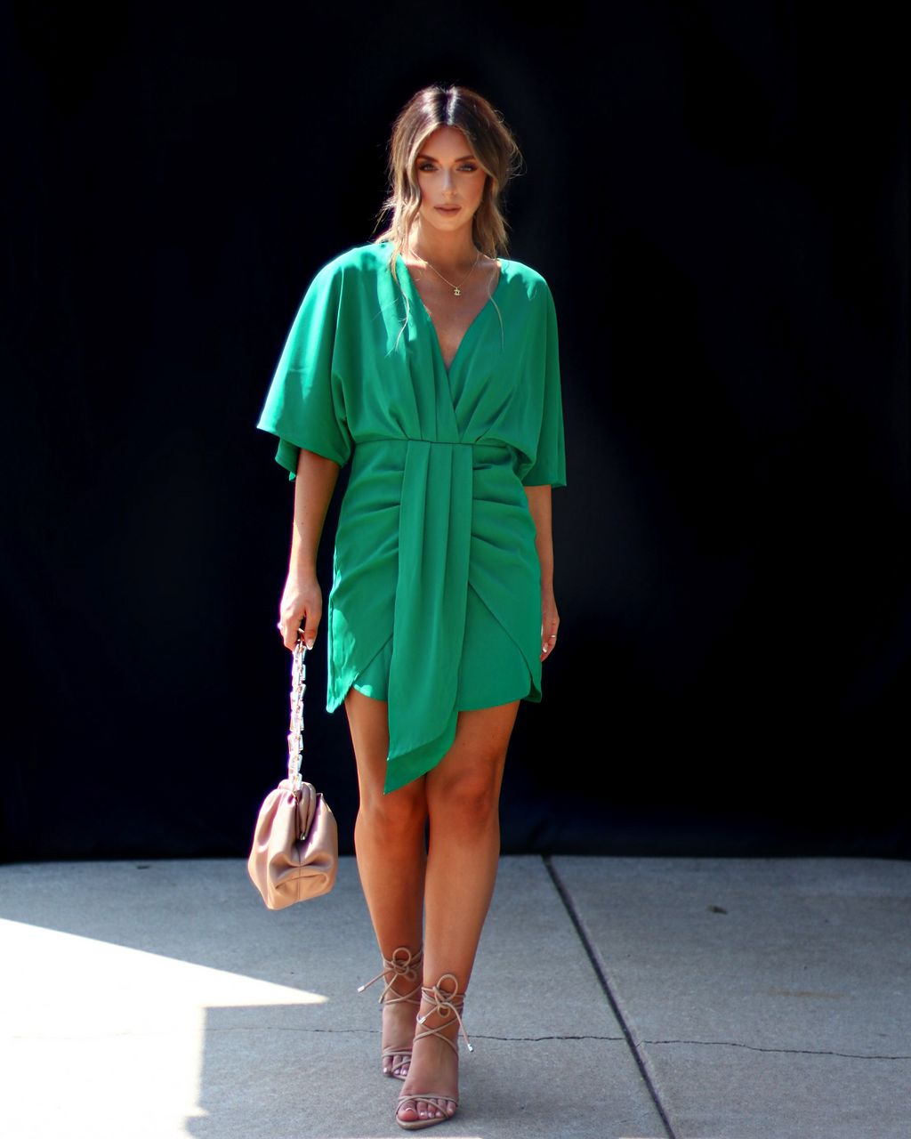 Porticia V-Neck Mini Dress - Green sold by Vici product image thumbnail 3