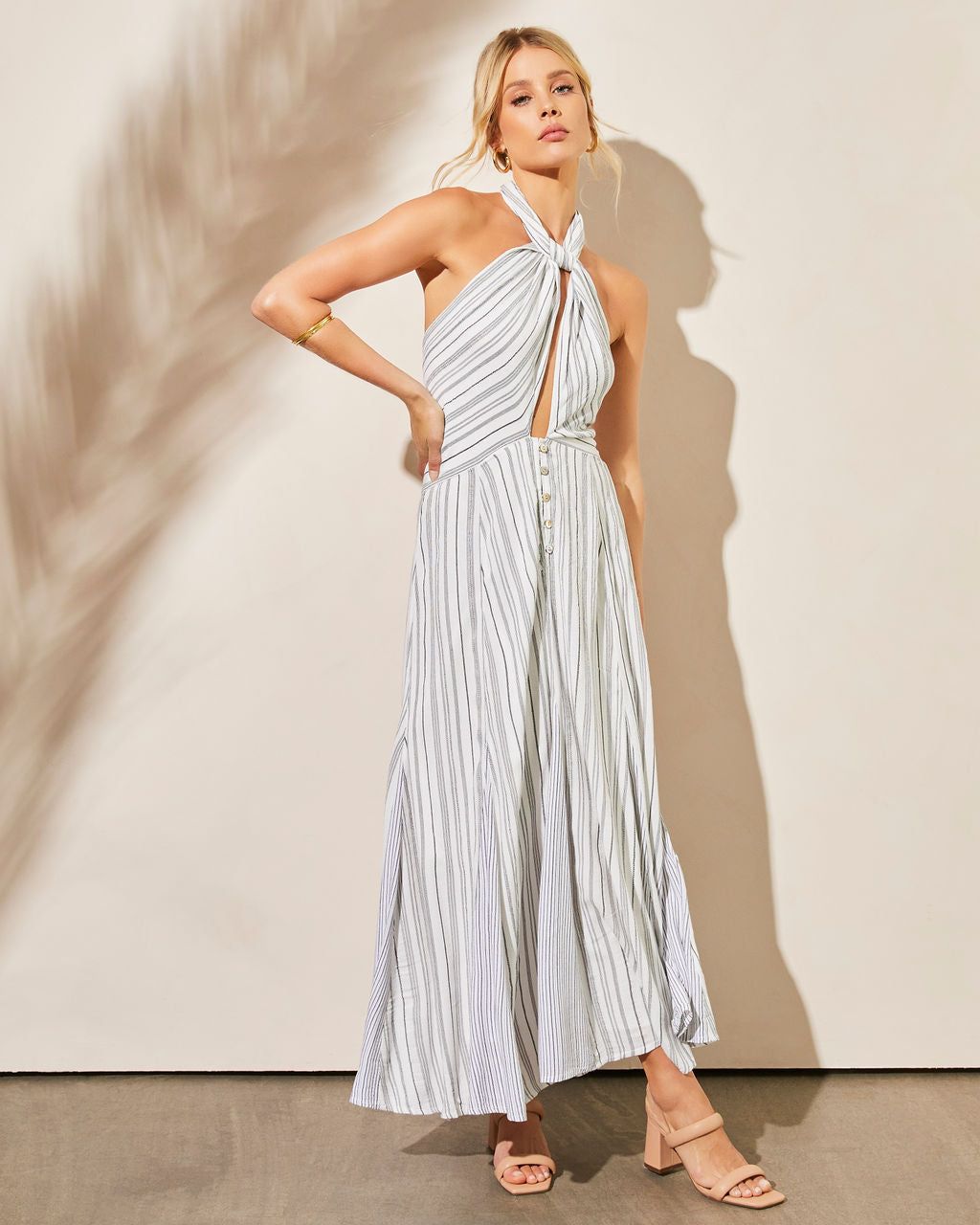 Jovienne Convertible Maxi Dress - Off White/Black - FINAL SALE sold by Vici