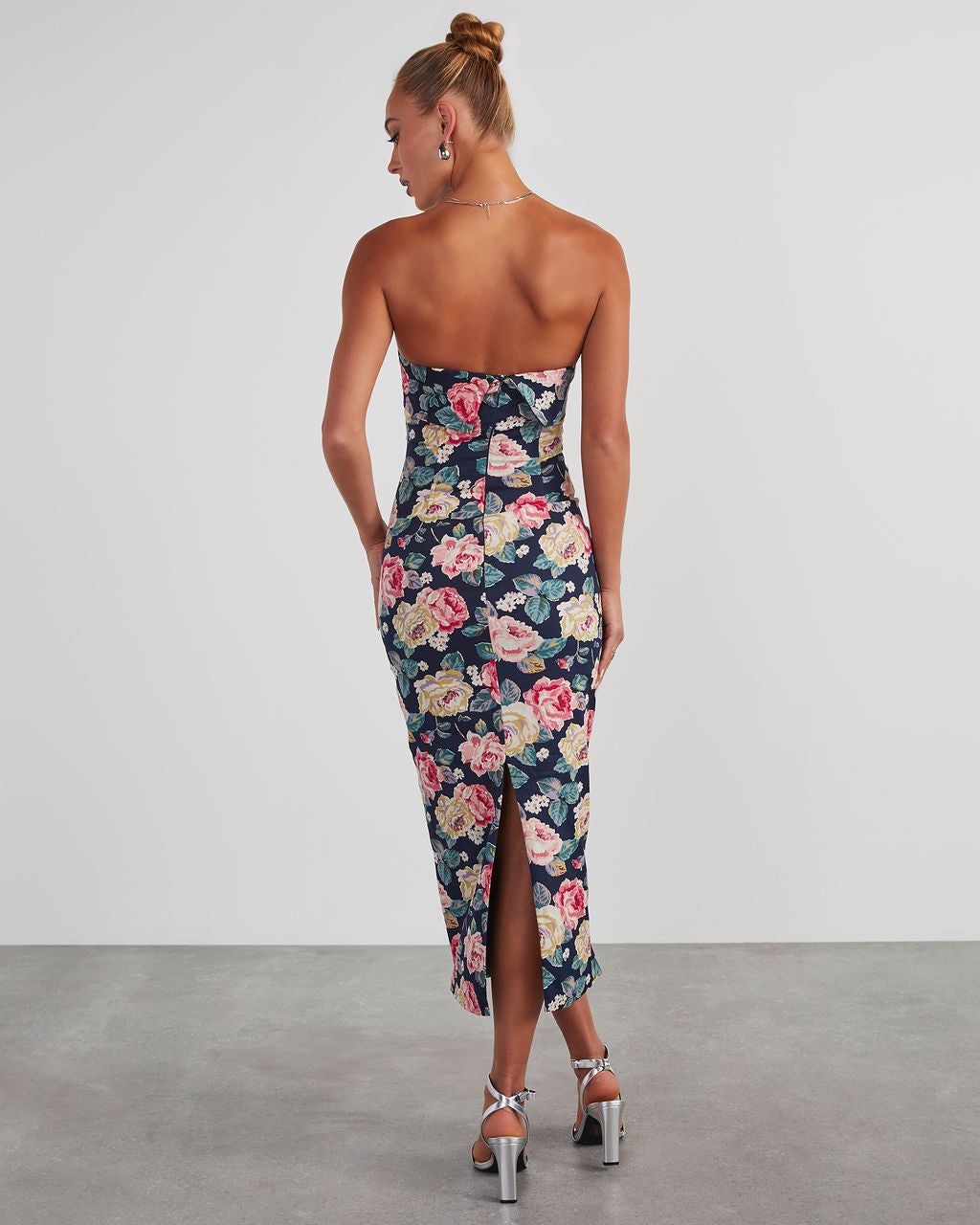 RSVP Yes Strapless Floral Midi Dress - Navy sold by Vici product image thumbnail 4