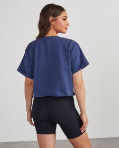 Game Day Cropped Graphic Tee - Navy sold by Vici