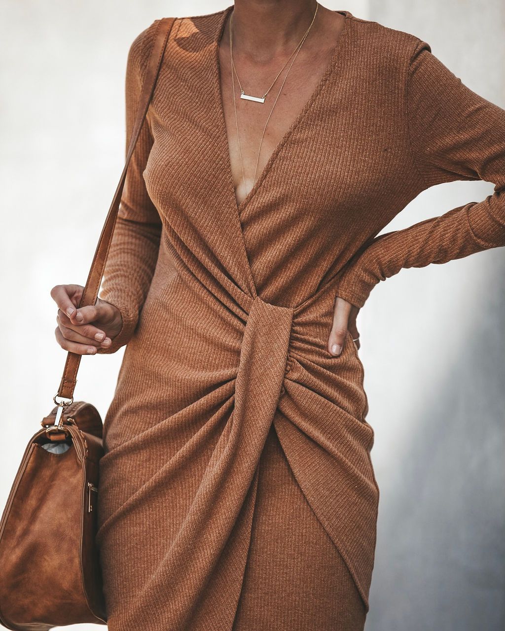 Gabriella Ribbed Twist Dress sold by Vici product image thumbnail 4