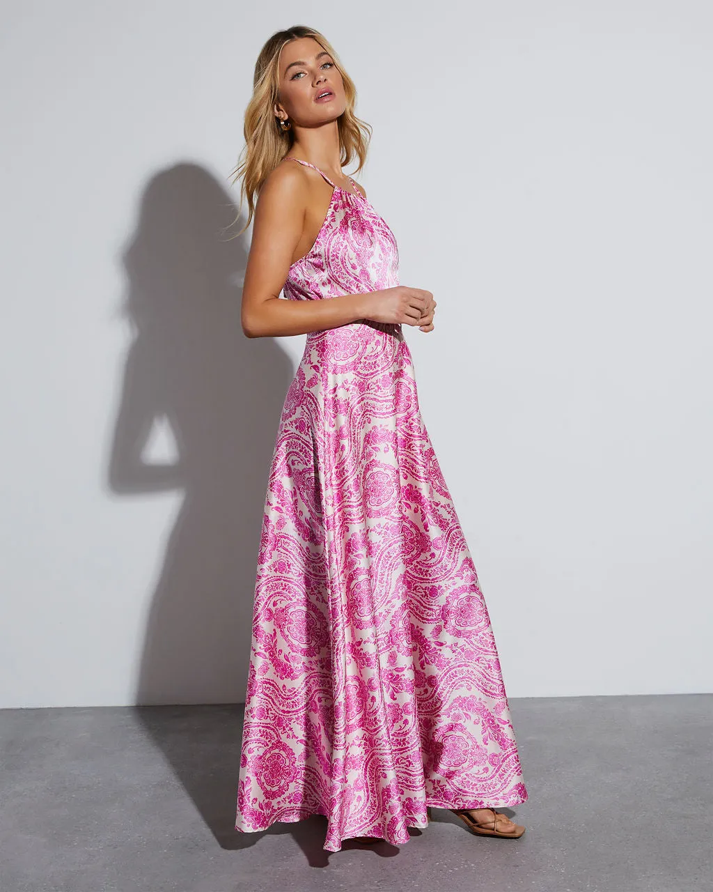 Maxine Satin Paisley Halter Maxi Dress sold by Vici product image thumbnail 2
