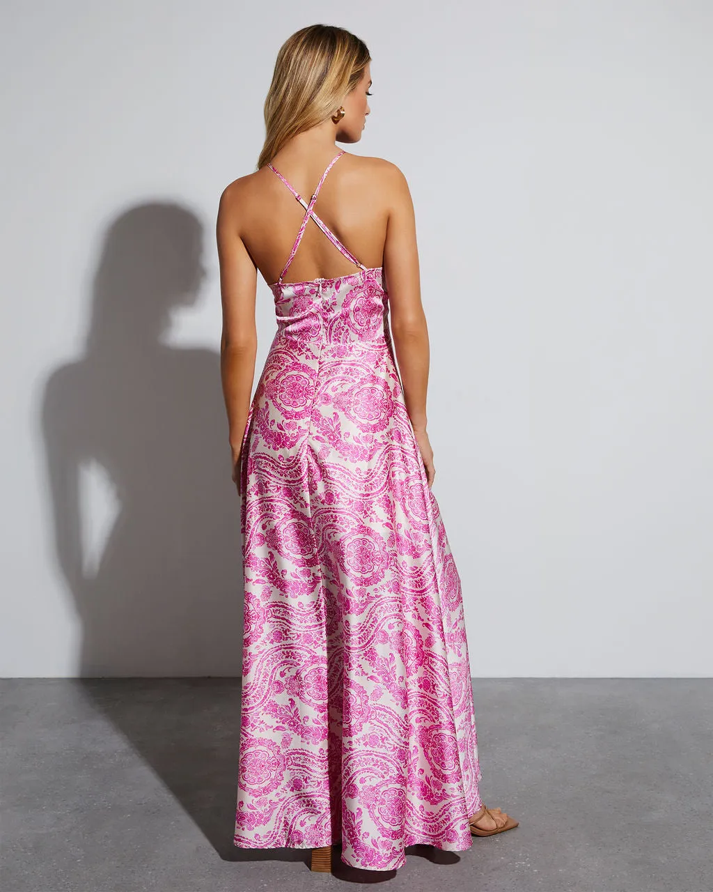 Maxine Satin Paisley Halter Maxi Dress sold by Vici product image thumbnail 3