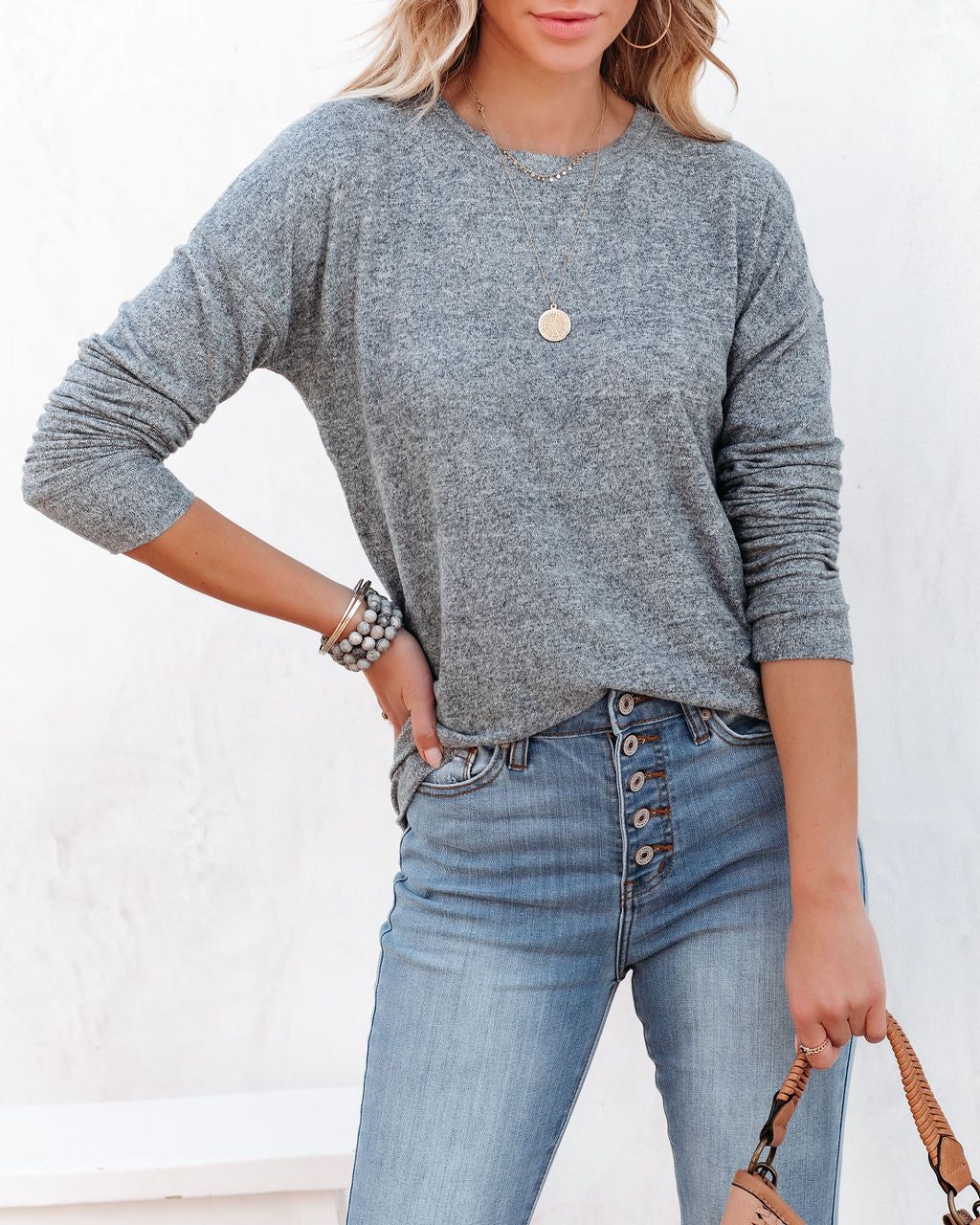 Horizon Long Sleeve Knit Top - Grey - SALE sold by Vici product image thumbnail 5