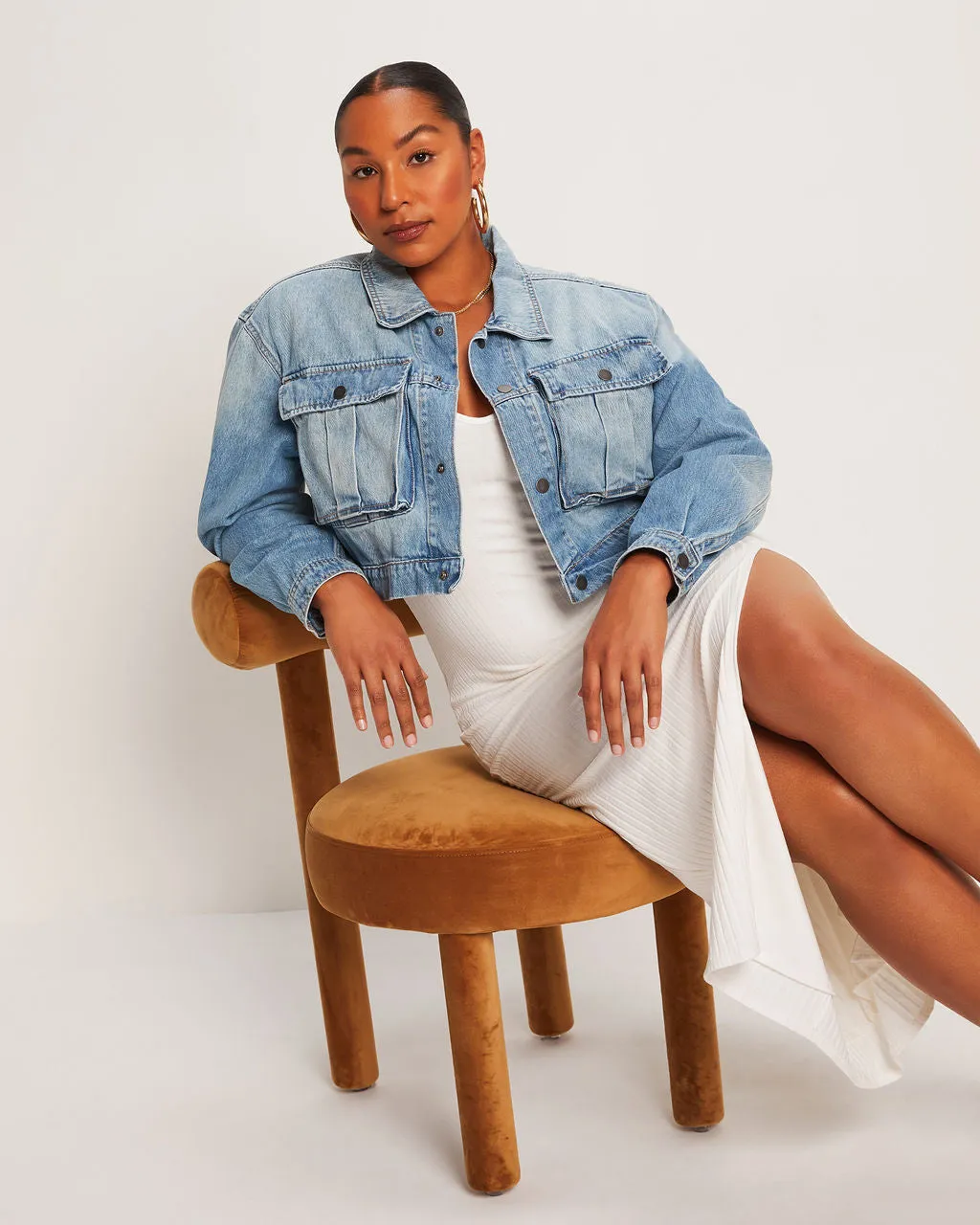 River Crop Denim Utility Jacket sold by Vici product image thumbnail 3