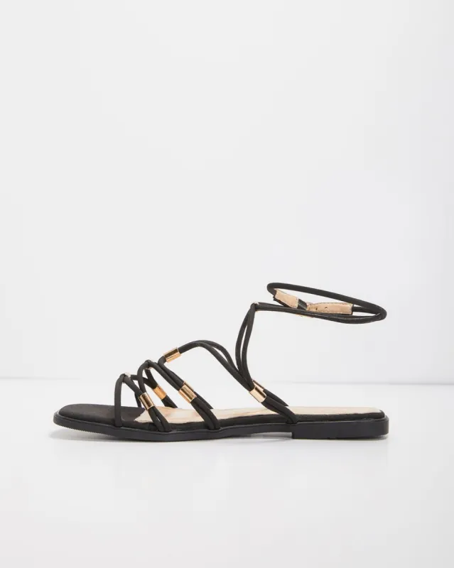 Tamera Faux Leather Strappy Sandals - Black - FINAL SALE sold by Vici