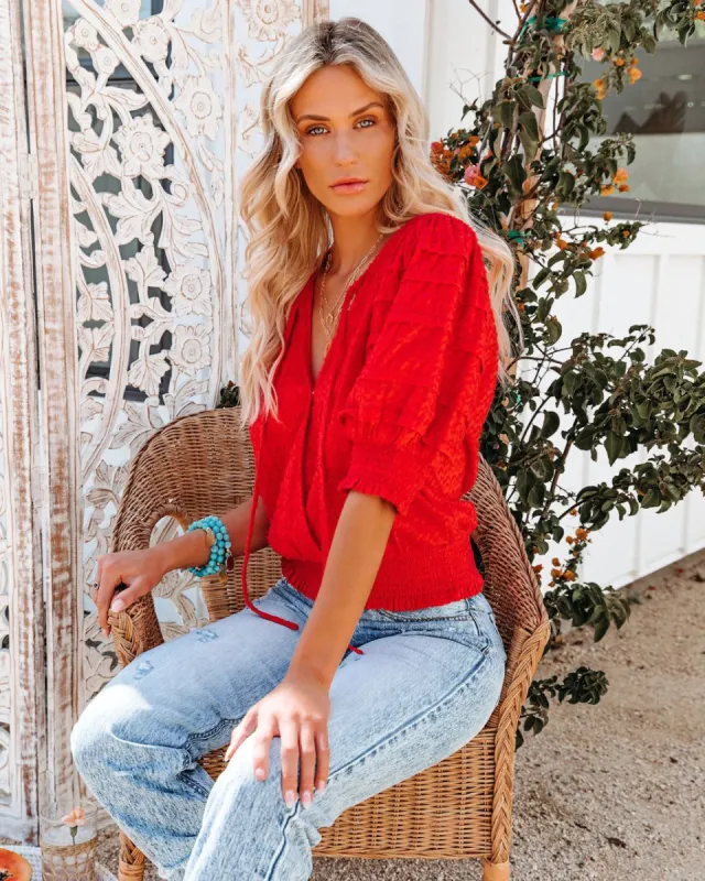 Anthem Cotton Textured Blouse - Red - FINAL SALE sold by Vici