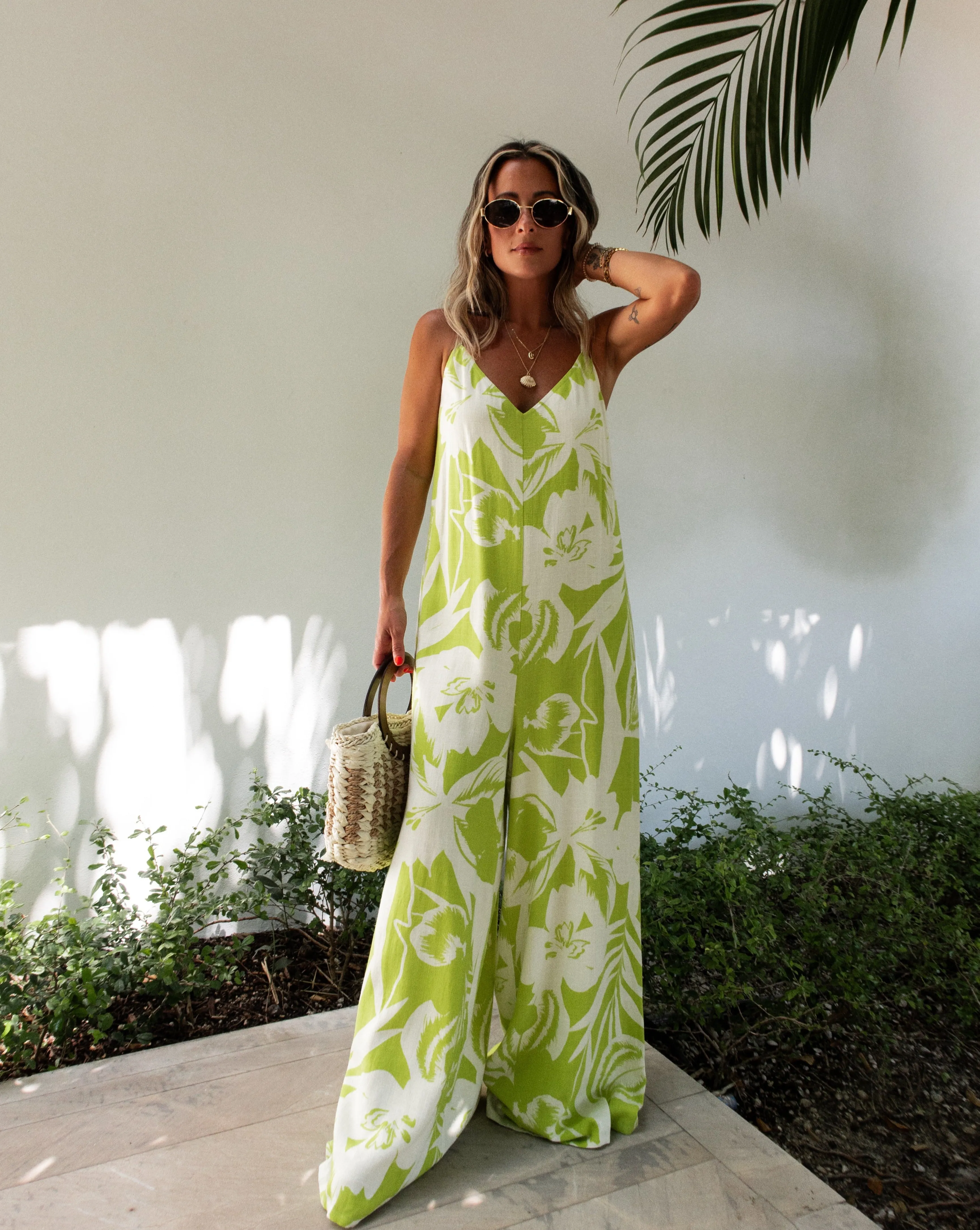 Waikiki Tropical Print Relaxed Jumpsuit sold by Vici