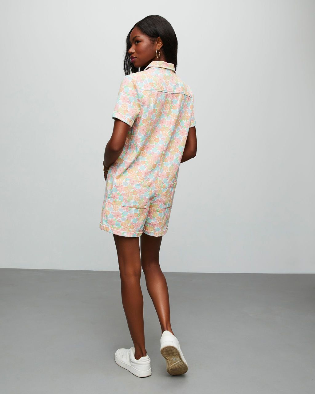 Vibrant Blossoms Pocketed Floral Romper - FINAL SALE sold by Vici product image thumbnail 2