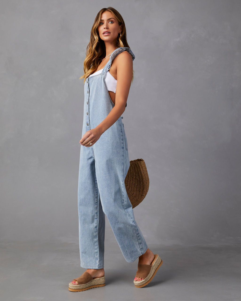 Rochette Ruffle Strap Overalls - Denim - FINAL SALE sold by Vici product image thumbnail 4