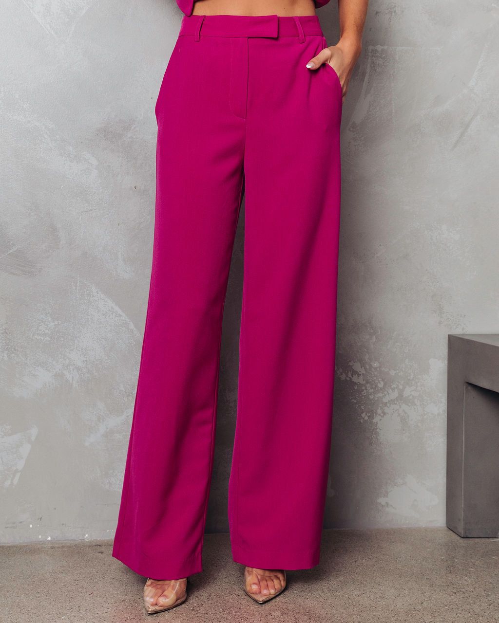 Fashionista Confessions Pocketed Wide Leg Pants - Magenta - FINAL SALE sold by Vici