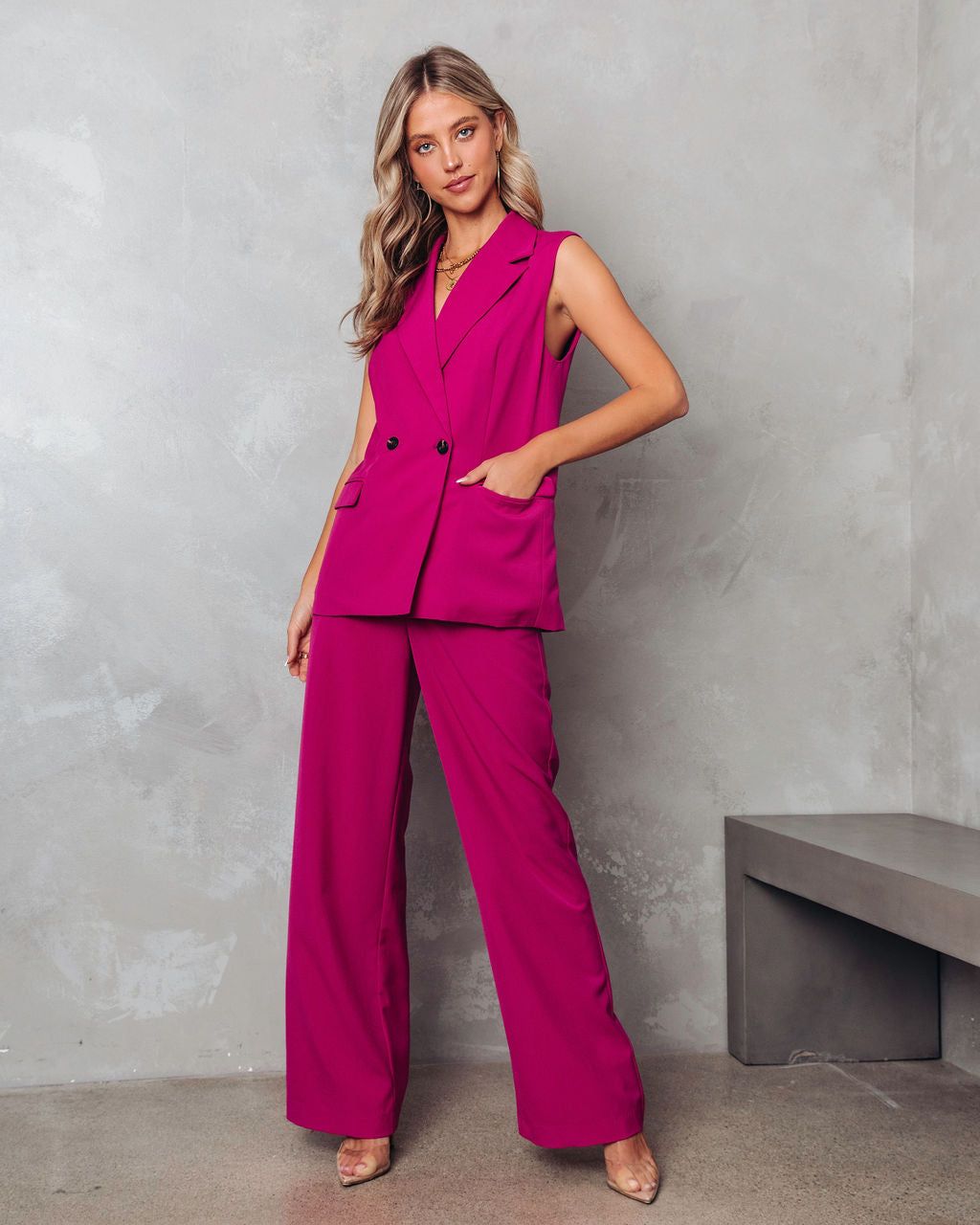 Fashionista Confessions Pocketed Wide Leg Pants - Magenta - FINAL SALE sold by Vici product image thumbnail 7