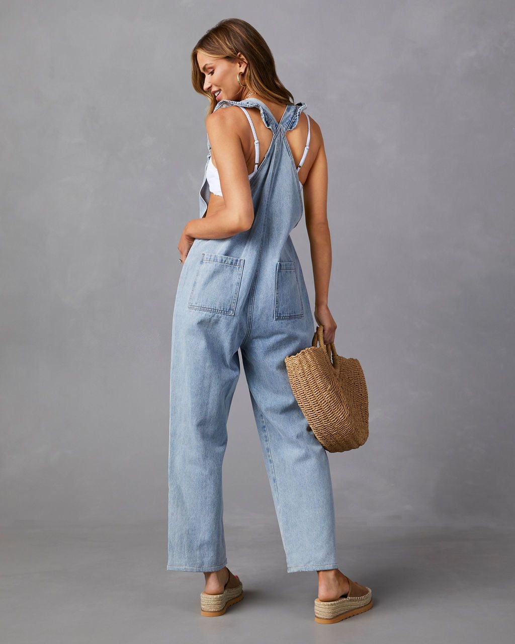 Rochette Ruffle Strap Overalls - Denim - FINAL SALE sold by Vici product image thumbnail 2