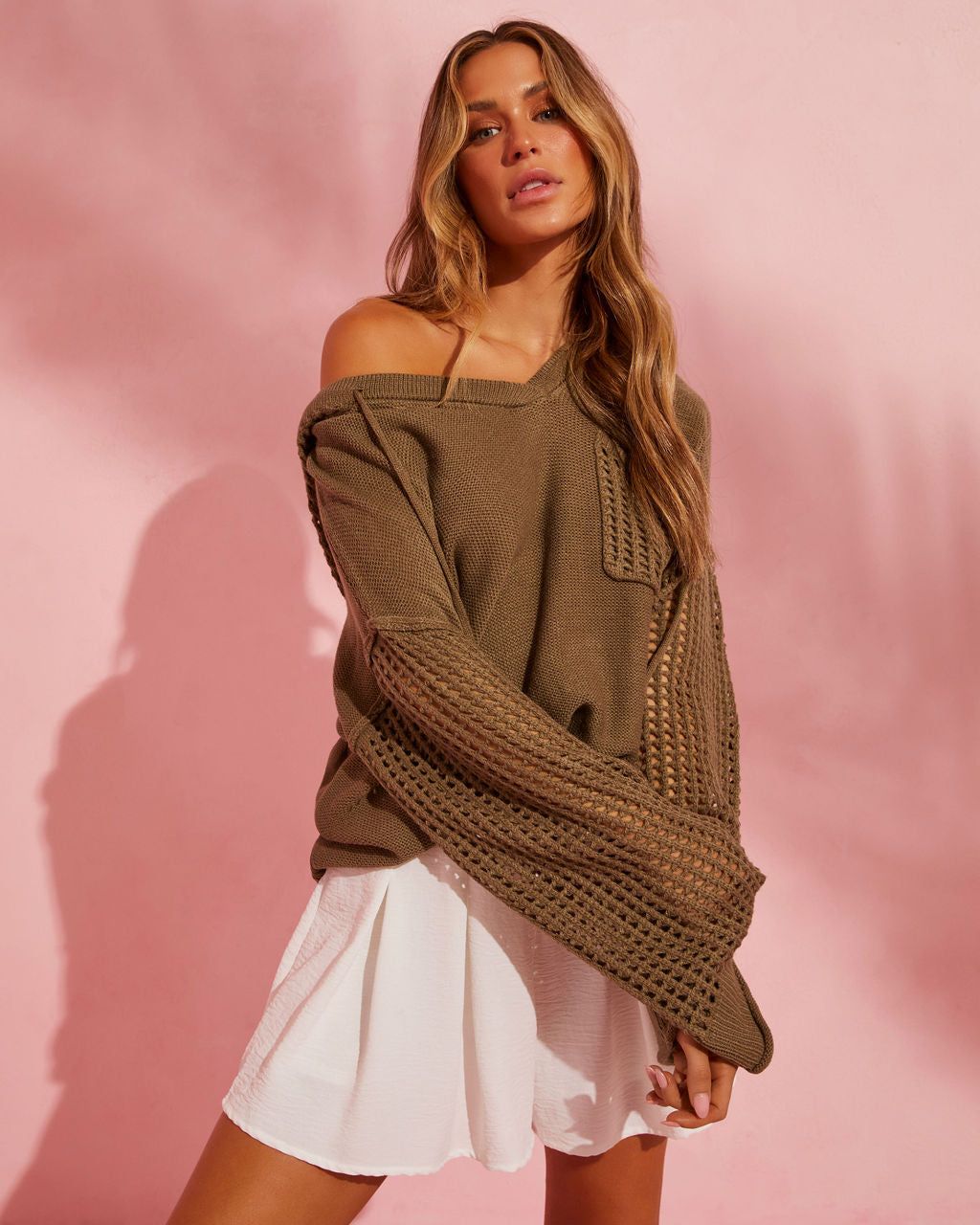 Aventura Crochet Hooded Sweater - Olive - SALE sold by Vici product image thumbnail 6