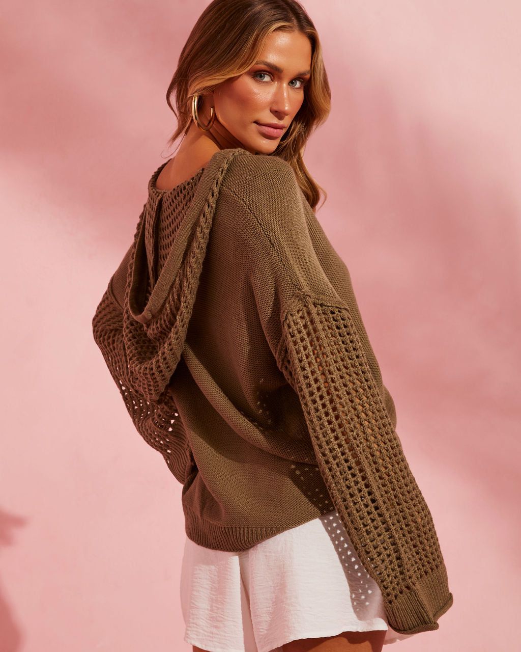 Aventura Crochet Hooded Sweater - Olive - SALE sold by Vici product image thumbnail 2