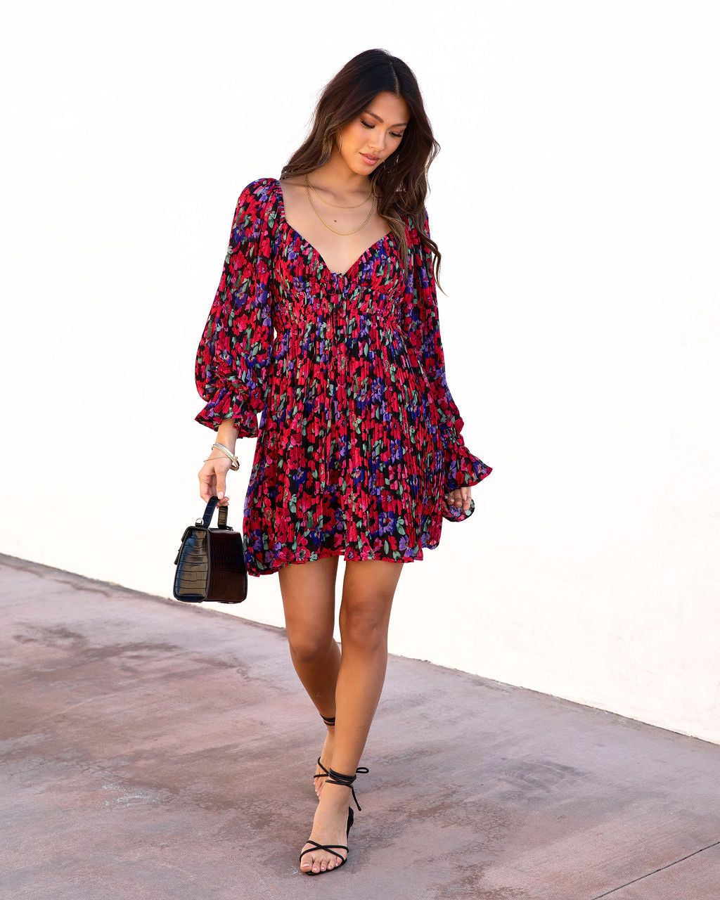 Perfect Lover Floral Pleated Babydoll Dress sold by Vici