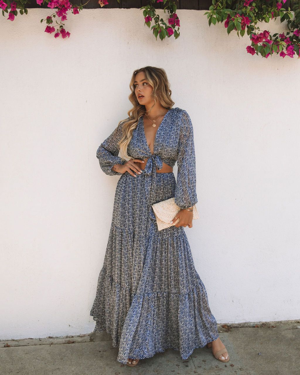 Scenery Printed Tie Front Crop Blouse - Navy - FINAL SALE sold by Vici product image thumbnail 7