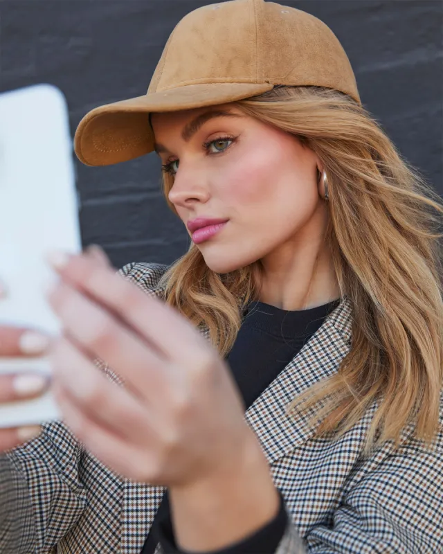 Richie Faux Suede Baseball Cap sold by Vici