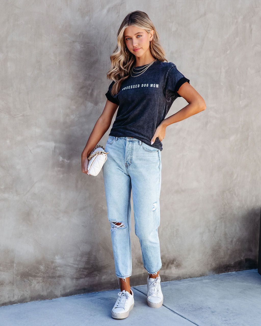 Obsessed Dog Mom Cotton Tee - Charcoal - FINAL SALE sold by Vici product image thumbnail 3