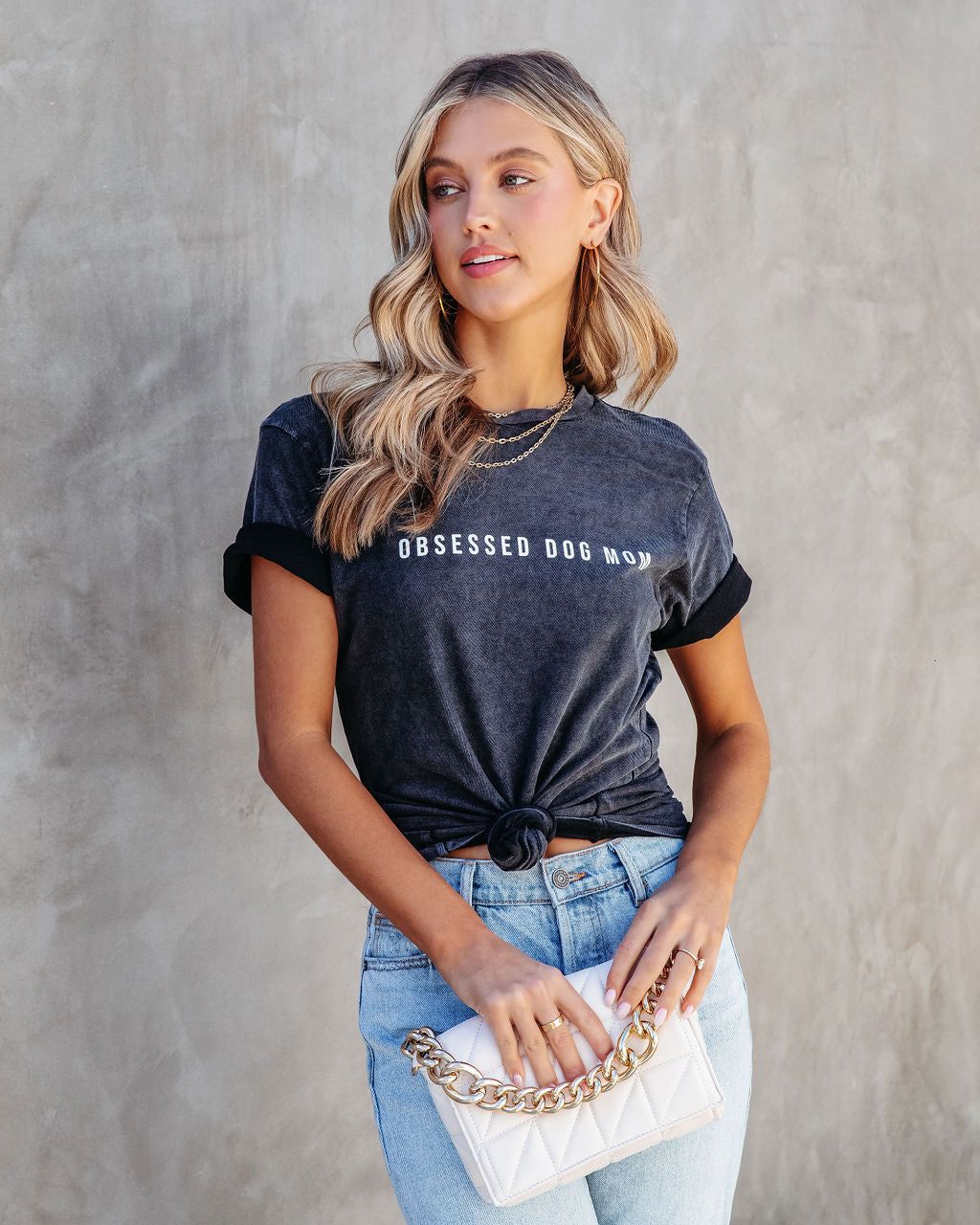 Obsessed Dog Mom Cotton Tee - Charcoal - FINAL SALE sold by Vici product image thumbnail 7