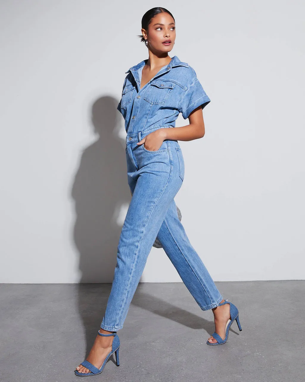 Lorna Denim Bootcut Jumpsuit sold by Vici product image thumbnail 3