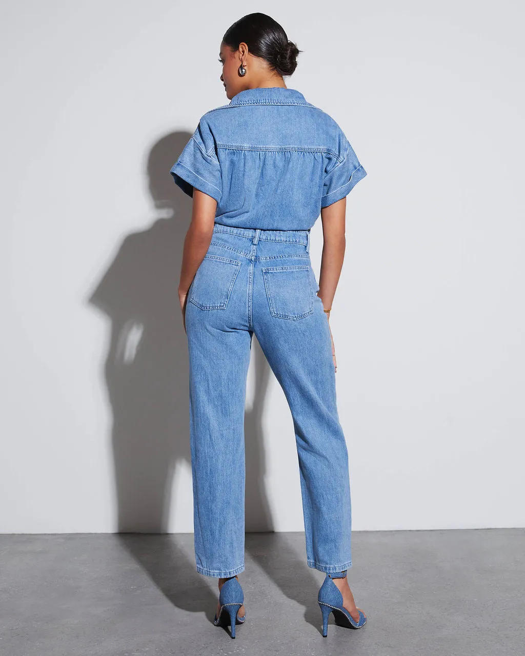 Lorna Denim Bootcut Jumpsuit sold by Vici product image thumbnail 4