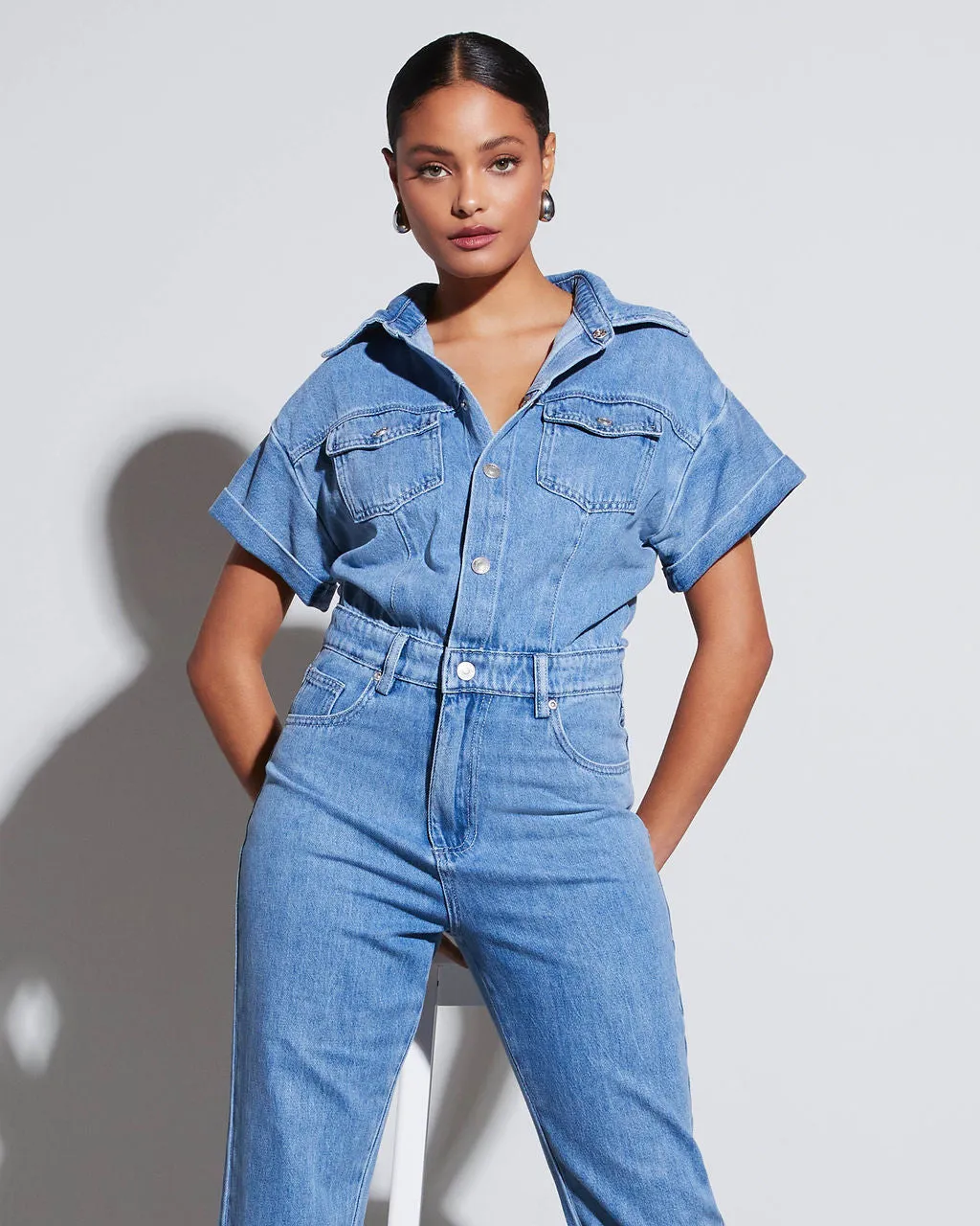 Lorna Denim Bootcut Jumpsuit sold by Vici product image thumbnail 5
